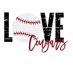 Love Cougars Distressed Baseball SVG/PNG