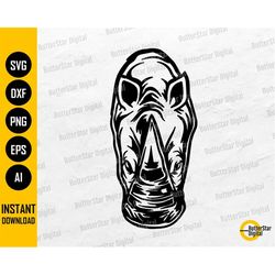 Rhino Head SVG | Rhinoceros SVG | Safari Animal Shirt Vinyl Illustration Graphics | Cricut Silhouette Clip Art Vector Di
