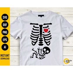 Baby Skeleton SVG | Pregnancy SVG | Funny Pregnant T-Shirt Vinyl Stencil Gift | Cricut Cut Files Cameo Clipart Vector Di