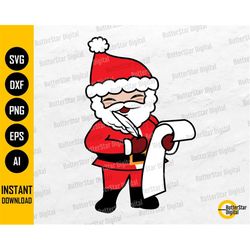 Santa Checking List PNG | Cute Christmas PNG | Santa Claus Naughty List | Cricut Silhouette Printable Clipart Vector Dig