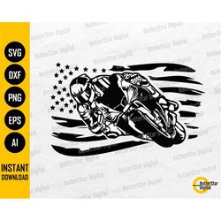 US Sport Bike Rider SVG | USA Flag Sportbike Svg | Motorcycle Svg | Biker T-Shirt | Cricut Silhouette Clipart Vector Dig