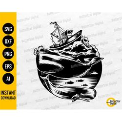 Whale SVG | Sperm Whale SVG T-Shirt Wall Art Decals Stickers Stencil | Cricut Cutting Files Silhouette Clipart Vector Di