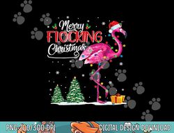 Merry Flocking Christmas Flamingo Pink In Santa Hat Xmas Gif png, sublimation copy