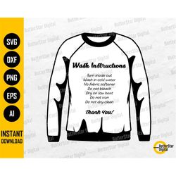 Sweater Care Card SVG | Sweatshirt Printable Washing Instructions | Cricut Cutting File Cameo Clipart Vector Digital Dow