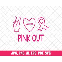 Pink Out Svg, Heart Svg, Football Svg, We Wear Pink Svg, Breast Cancer Svg, Svg Cut Files, Ribbon Svg, Silhouette Files,