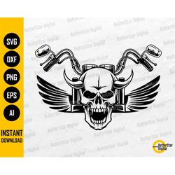 Motorcycle Skull Handle Bars SVG | Handlebars Chopper Bike Motor Motorbike Rider Riding | Cutting File Clipart Vector Di