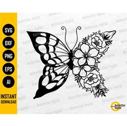 Floral Butterfly SVG | Flower Wing SVG | Floral Insect SVG | Bugs Decals T-Shirt | Cricut Cutting File Clipart Vector Di