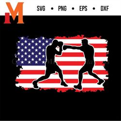 distressed usa flag boxing svg - boxing clipart, sports svg, fighting svg for boxers