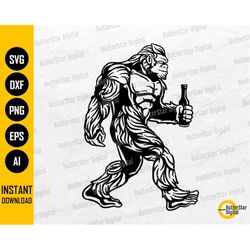 Bigfoot With Beer Bottle SVG | Drunk SVG | Drink Bar Pub Lager Alcohol Liquor Brewery | Cutting Files Clip Art Vector Di