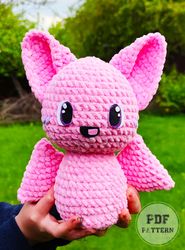 Plush Pink Crochet Bat  Amigurumi Pattern