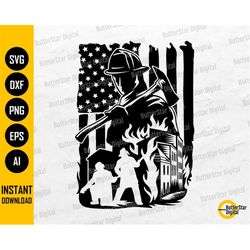 US Firefighter SVG | USA Flag Fireman Svg | American Fire Fighter Svg | Cricut Cutting File Printable Clip Art Vector Di