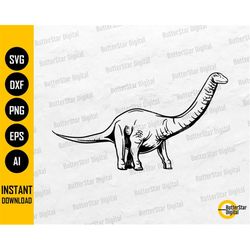 Brontosaurus SVG | Dinosaur SVG | Dino Vinyl Stencil Line Art Drawing Illustration | Cricut Cut Files Clipart Vector Dig
