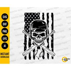 US Baseball Crossbones SVG | Cross Bats SVG | Baseball Shirt Sticker Decal | Cricut Cut File Printable Clipart Vector Di