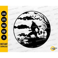 Werewolf Full Moon SVG | Halloween Wall Decals | Wolf Man Monster Decor | Cricut Cut File Silhouette Printable Clipart V