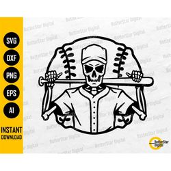 Baseball Skeleton SVG | Batter SVG | Sports T-Shirt Sticker Decal Graphics | Cricut Cut File Printable Clipart Vector Di