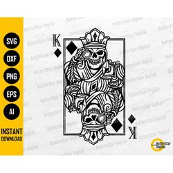 Skeleton King Of Diamonds SVG | Gothic Playing Cards Decal T-Shirt Tattoo | Cricut Cut File Printable Clip Art Vector Di