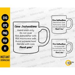 Coffee Mug Care Card SVG | Printable Maintenance Instructions | Cricut Cut File Silhouette Clipart Vector Digital Downlo