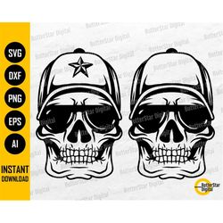 Skull Wearing Dad Hat And Sunglasses SVG | Skeleton Baseball Cap SVG | Cricut Cutting File | Printable Clipart Vector Di