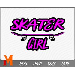 Cool Skater Girl, Pink svg, Skateboarding svg, Skateboard svg, Sports svg - SVG Cut File, Png, Vector, Silhouette Digita