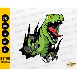 Raptor Coming Out Of Hole SVG | Velociraptor SVG | Dinosaur T-Shirt Wall Art Decals | Cricut Cut Files Clipart Vector Di