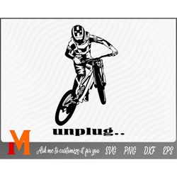 Unique Unplug Mountain Bike Design bicycle SVG, - bicycle cut file, mountain bike vector, svg files for mountain biking