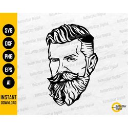Bearded Man SVG | Gentleman SVG | Manly Beard SVG | Facial Hair Shave Groom Style | Cut File Printable Clipart Vector Di