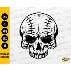 Baseball Skull SVG | Sports T-Shirt Sticker Decal Graphics | Cricut Cutting File Silhouette Cuttable Clip Art Vector Dig