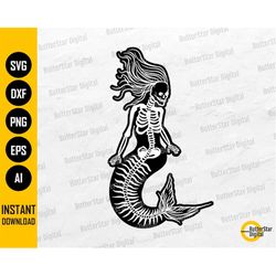 Mermaid Skeleton SVG | Gothic Mermaid SVG | Sea Monster SVG | Cricut Cutting File Silhouette Printable Clipart Vector Di