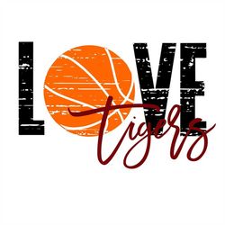 love tigers basketball distressed svg