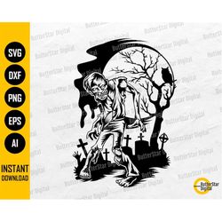 Graveyard Zombie SVG | Scary Monster SVG | Halloween Wall Art Decal Sticker T-Shirt | Cricut Cut Files Clipart Vector Di