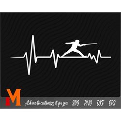 Heartbeat Fencing Svg, Fencing Player svg, Fencing Sword svg - Fencing Cut File, Png, Vector, SVG for Fencing Lovers