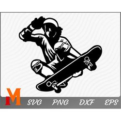 Silhouette Jump Skater Board Svg, Sports svg - SVG Cut File, Png, Vector, Silhouette Digital Download