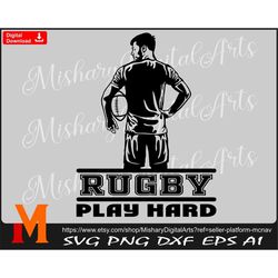Play Hard, Rugby svg, Patriotic US Rugby Football svg, American Football SVG, PNG, Vinyl Cutter, Cricut, T-Shirt File