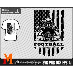 Patriotic Distressed US Flag Football Player, Football SVG, American Flag svg - Football Cut File, Png, Vector, Sports S