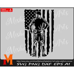 Distressed US Flag Basketball svg, Basketball Player svg, Basketball Boy svg, PNG, CNC, Vinyl Cutter, Cricut, Sticker De