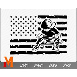 Distressed US Flag Baby On Board Patriotic Flag Skate Board Svg, Sports svg - SVG Cut File, Png, Vector, Silhouette Digi