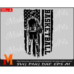 Distressed US Flag svg, Basketball Player svg, Basketball Boy svg, Basketball Kid svg,CNC, Vinyl Cutter, Cricut, Sticker