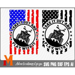 Comes with 2 Distressed US Flag Version  ATV Svg, American Flag svg, quad life svg, 4 wheeler svg - svg cut file, vector