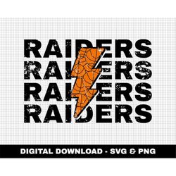 Raiders Svg, Distressed Svg, Basketball Svg, Digital Downloads, Basketball Lightning Bolt Svg, Stacked Svg, Game Day Svg