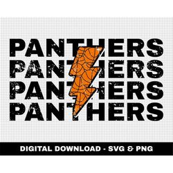 Panthers Svg, Distressed Svg, Basketball Svg, Digital Downloads, Basketball Lightning Bolt Svg, Stacked Svg, Game Day Sv