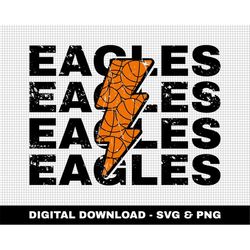 Eagles Svg, Distressed Svg, Basketball Svg, Digital Downloads, Basketball Lightning Bolt Svg, Stacked Svg, Game Day Svg,