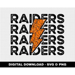 Raiders Svg, Distressed Svg, Basketball Svg, Digital Downloads, Basketball Lightning Bolt Svg, Stacked Svg, Game Day Svg