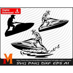 3 version Silhouette  2, Jet Ski Svg, Jet Ski png, Jet Ski Silhouette - Digital Download
