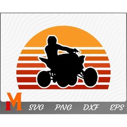 ATV Retro Sunset ATV Svg, Qud life svg, quad ride svg, 4 wheeler svg, off road svg - svg cut file, dxg, png, vector, sil