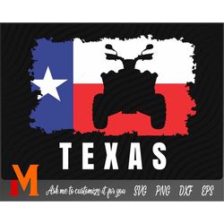 Cool Distressed Texas Flag ATV Svg, quad ride svg, 4 wheeler svg, off road svg - svg cut file, Clipart, dxg, png, vector