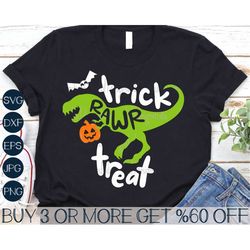 Trick Rawr Treat SVG, Boys Halloween SVG, Dinosaur SVG, Funny Halloween Shirt Svg, Png, Svg Files for Cricut, Sublimatio