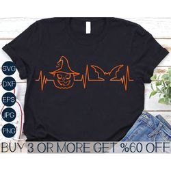 Halloween Heartbeat SVG, Pumpkin SVG, Spooky SVG, Funny Halloween Shirt Svg for Adults, Svg Files for Cricut, Sublimatio