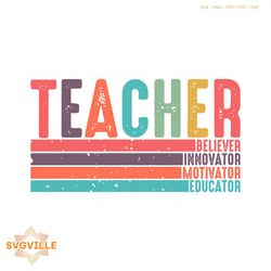Retro Teacher Believer Innovator Motivator Educator SVG File