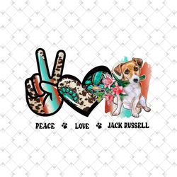 Peace Love Jack Russell Dog Turquoise Png