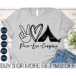 Peace Love Camping SVG, Camp Life SVG, Camper SVG, Outdoors Svg, Adventure Svg, Tent Png, Svg File For Cricut, Sublimati